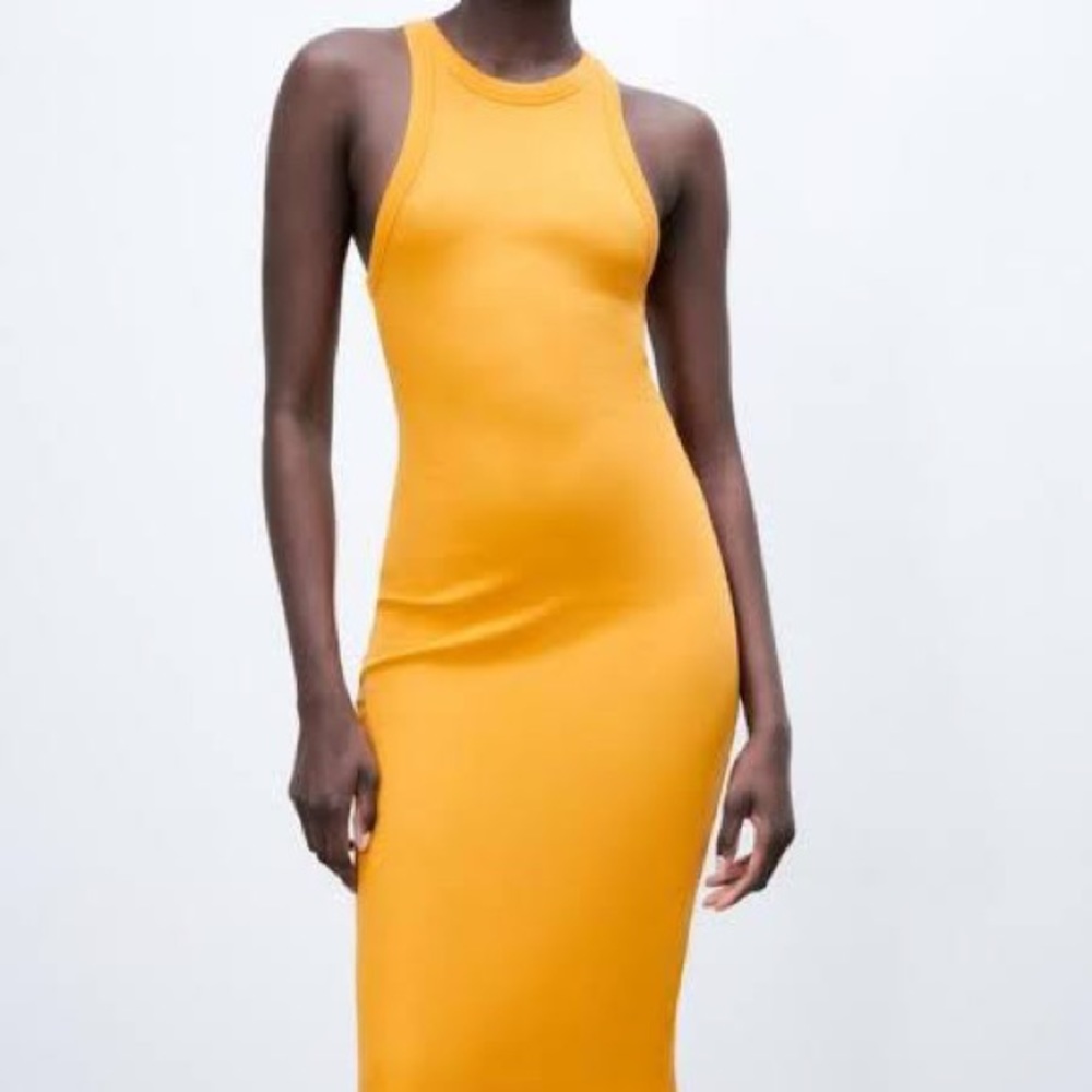 New: Zara Orange Ribbed Dress